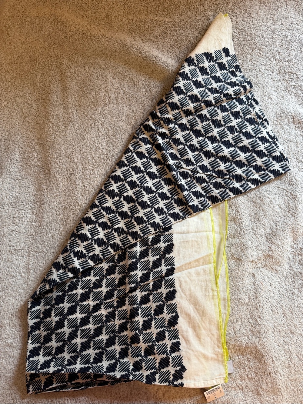 J. Crew Black & Cream Patterned Lightweight Scarf